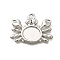 304 Stainless Steel Pendant Cabochon Settings, Ion Plating(IP), Crab, Stainless Steel Color, Tray: 10.5x8.5mm, 19x25.5x2mm, Hole: 2.5mm
