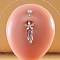 316L Surgical Stainless Steel Micro Pave Clear Cubic Zirconia Belly Rings, Stainless Steel Color, Flower, Bar Length: 3/8