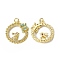 Brass Micro Pave Cubic Zirconia Pendants, Cadmium Free & Nickel Free & Lead Free, with Jump Ring, Lacy Ring with Rabbit & Butterfly Charms, Golden, 24x22x3mm, Hole: 3mm