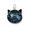 Handmade Lampwork Pendants, Cat Shape Charms, Deep Sky Blue, 23.5~24x17.5x13.5~14mm, Hole: 2.5mm