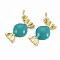 Brass Enamel Charms, with Jump Rings, Cadmium Free & Nickel Free & Lead Free, Real 16K Gold Plated, Candy Shape, Dark Turquoise, 9.5x16x4mm, Jump Ring: 4.8x0.6mm, 3.6mm inner diameter