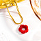 5-Petal Flower Acrylic Pendant Necklaces, 304 Stainless Steel Snake Chain Double Layer Necklaces for Women, Golden, Red, 15.75 inch(40cm)