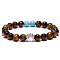 Natural Tiger Eye and Synthetic Turquoise Bead Stretch Bracelets for Women Men, Heart & Paw Print, 7-1/8 inch(18cm)