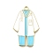 Medical Theme Alloy Enamel Pendants, Nurse Uniform Charm, Golden, Cyan, 35x22.5x2.5mm, Hole: 1.8mm