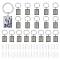 Rectangle Alloy Keychain, with Iron Rings & Glass Cabochons, Platinum, 5.5cm, 20pcs/set