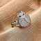 Brass Micro Pave Cubic Zirconia Adjustable Open Cuff Rings for Women, Cadmium Free & Lead Free, Insect, Platinum, Inner Diameter: Adjustable, Tray: 17x14.5mm