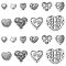 100Pcs 10 Styles Tibetan Style Carved Heart Zinc Alloy Beads, Antique Silver, 12x13x6mm, Hole: 1mm, 10pcs/style