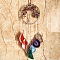 Metal Big Pendant Decorations, with Random Color Agate Slices & Chakra Theme Gemstone Chip Beads, Flat Round with Tree of Life, Platinum, 53~55cm