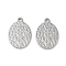 Non-Tarnish 304 Stainless Steel Pendants, Textured, Oval with Ears of Wheat Charms, Stainless Steel Color, 23x16x1.5mm, Hole: 1.5mm
