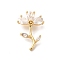 Rack Plating Brass Micro Pave  Cubic Zirconia Pendants, Cadmium Free & Lead Free, Long-Lasting, Flower, Real 18K Gold Plated, 21x14x6mm, Hole: 2mm