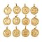 304 Stainless Steel Pendants, Ion Plating(IP), Flat Round with Constellation, Golden, 28x25x2.5mm, Hole: 4.5x3.5mm