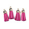 Faux Suede Tassel Pendant Decorations, with CCB Plastic Cord Ends, Light Gold, Camellia, 33~35x10mm, Hole: 2.5mm