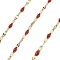 Ion Plating(IP) 304 Stainless Steel Dapped Chains, with Enamel, Soldered, with Spool, Red, 11x2~2.5x2~2.5mm, about 32.81 Feet(10m)/Roll