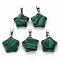 Star Dyed Synthetic Malachite Pendants, with Platinum Tone Brass Findings, 22~23x20~24x5~7mm, Hole: 2x7mm