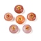 Natural Agate Rondelle Beads, with Brass Enamel Flower, 13x8.5mm, Hole: 1.2mm