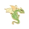 Alloy Enamel Pendants, Light Gold, Pterosaur Charm, Lime Green, 29x30x1mm, Hole: 2mm