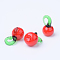 Handmade Lampwork Pendants, Apple, Red, 16~19x11~11.5x11~12mm, Hole: 2.5~4mm