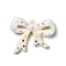 Acrylic Pendants, with Enamel, Bowknot, White, 40.5x49.5x12mm, Hole: 3mm