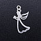 Non-Tarnish 304 Stainless Steel Hollow Pendants, Laser Cut, Praying Angel, Stainless Steel Color, 18x10x1mm, Hole: 1.5mm