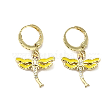 Серьги-подвески из латуни со стрекозой EJEW-L268-011G-04-1