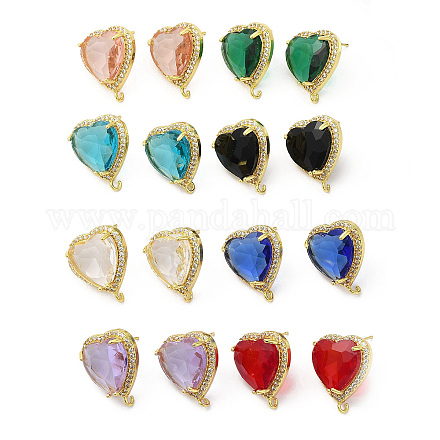 Серьга-гвоздик из латуни со стразами KK-C023-03-1