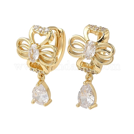 Серьги-кольца из латунного микро-паве с фианитами EJEW-L271-23KCG-02-1