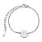 Tarnish Resistant 201 Stainless Steel Link Bracelets, with Cable Chains and Lobster Claw Clasps, Flat Round with Letter, Letter.M, 6 inch~6-3/4 inch(15~17.5cm), 1.5mm