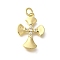 Brass Micro Pave Clear Cubic Zirconia Pendants, Cross Charms, with Jump Ring, Real 18K Gold Plated, 20.5x15x2.8mm, Hole: 3mm