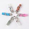 Tube Natural & Synthetic Mixed Stone Pendants, with Dragon Brass Findings, Platinum, 48x15x10mm, Hole: 7x5mm