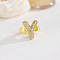 Brass Micro Pave Clear Cubic Zirconia Cuff Rings, Golden, Letter Y, Inner Diameter: Adjustable
