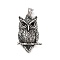 Retro 304 Stainless Steel Pendants, Owl Charm, Antique Silver, 41.5x25.5x8.5mm, Hole: 5x6.5mm