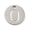 Non-Tarnish 304 Stainless Steel Pendants, Laser Cut, Flat Round with Letter Charm, Stainless Steel Color, Letter O, 10x1mm, Hole: 1.4mm