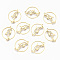 304 Stainless Steel Links Connectors, Laser Cut, Flat Round with Dolphin, Real 18K Gold Plated, 15x18x0.7mm, Hole: 0.8mm