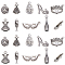 100Pcs 10 Styles Tibetan Style Alloy Pendants, Mardi Gras Charms, Lead Free & Cadmium Free, Mask & Shoes & Wine Bottle & Dress & Hat, Antique Silver, 12~27.5x6.5~31x1.8~9mm, Hole: 1.2~3mm, 10pcs/style