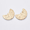 Smooth Surface Iron Pendants, Cadmium Free & Lead Free, Hammered, Fan, Matte Gold Color, 28x39x2mm, Hole: 1.4mm