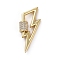 Lightning Brass Micro Pave Cubic Zirconia Screw Carabiner Lock Charms, for Necklaces Making, Quick Links, Long-Lasting Plated, Matte Style, Clear, Real 18K Gold Plated, 29x12x2mm