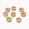 Brass Cubic Zirconia Beads, Rondelle, Golden, 10x3mm, Hole: 6mm