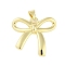 Brass Pendants, Bowknot Charms, Real 18K Gold Plated, 24x26x3.5mm, Hole: 5.5x3.5mm