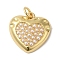 Rack Plating Brass with ABS Imitation Pearl Pendants, Long-Lasting Plated, Lead Free & Cadmium Free, Heart, Real 18K Gold Plated, 16.5x16.5x4mm, Hole: 3mm