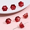10Pcs Gradient Color Transparent Glass Bead Caps, Six-Petal Flowers, Orchid, FireBrick, 12x7mm