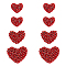 8Pcs 3 Style Heart Handmade Appliques, Rhinestone & Wool Ornament Accessories, Ruby, 23~41x28~48x5~7mm