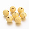 Brass Textured Beads, Nickel Free, Round, Golden Color, Size: about 12mm in diameter, hole: 1.8mm