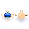 Alloy Enamel Pendants, Planet, Light Gold, Blue, 12x16.5x3mm, Hole: 1.6mm