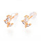 Flowr Brass Micro Pave Clear Cubic Zirconia Stud Earrings, Long-Lasting Plated, Nickel Free, Real 18K Gold Plated, 8x6~6.8mm, Pin: 0.7mm