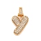 Brass Micro Pave Cubic Zirconia Pendants, Nickel Free, Real 18K Gold Plated, Clear, Letter Y, 18.5~24x12.5~25.5x5~5.5mm, Hole: 5x3mm