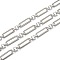 Tarnish Resistant Handmade 304 Stainless Steel Link Chains, with Paperclip Chains, Unwelded, with Spool, Stainless Steel Color, link: 13.5x4x1mm, ring: 4x1.5mm, 32.8 Feet(10m)/roll