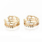 Brass Micro Pave Clear Cubic Zirconia Cuff Earrings, Nickel Free, Crown, Real 18K Gold Plated, 12.5x7.5mm, Inner Diameter: 12mm