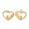 Brass Micro Pave Cubic Zirconia Pendants, Cadmium Free & Lead Free, with Jump Ring, Heart with Cat Charms, Golden, Clear, 17.5x18.5x3.5mm, Hole: 3mm