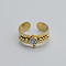 204 Stainless Steel with Synthetic Turquoise Cuff Rings, Golden, 9.7mm, Inner Diameter: 18mm
