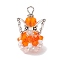 Glass Pendants, Angle, with Alloy Wing Beads & Iron Loop, Faceted, Dark Orange, 29x18x16mm, Hole: 3mm